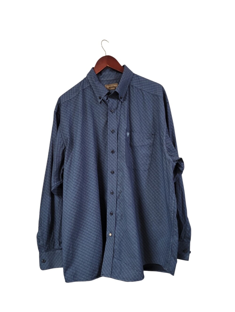Ariat Pro Series Blue Geometric Print Cotton Button Down Western Shirt XXL NWOT